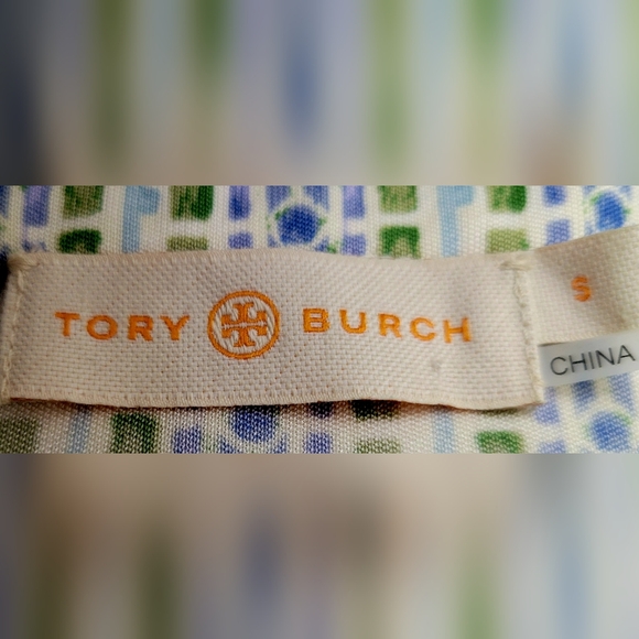 Tory Burch 100% Silk Blue & Green Sleeveless Maxi Dress | Size Small - Picture 4 of 6